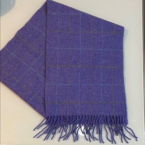 Vintage ? Purple Plaid windowpane wool Fringe Scarf by Avoca Ireland unisex